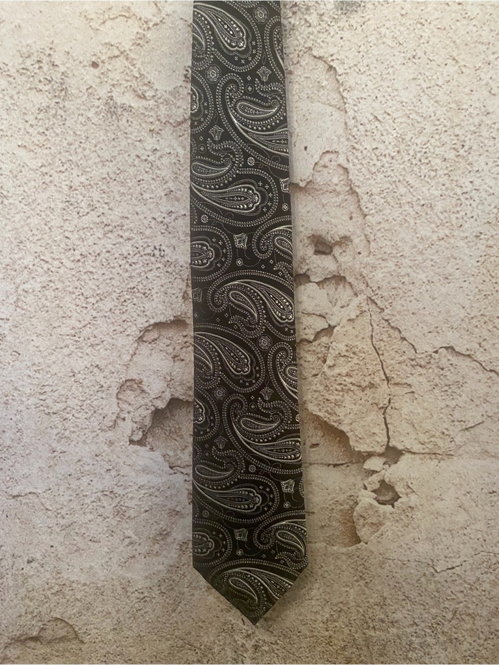 Men's Hathaway Black Paisley Silk Tie -